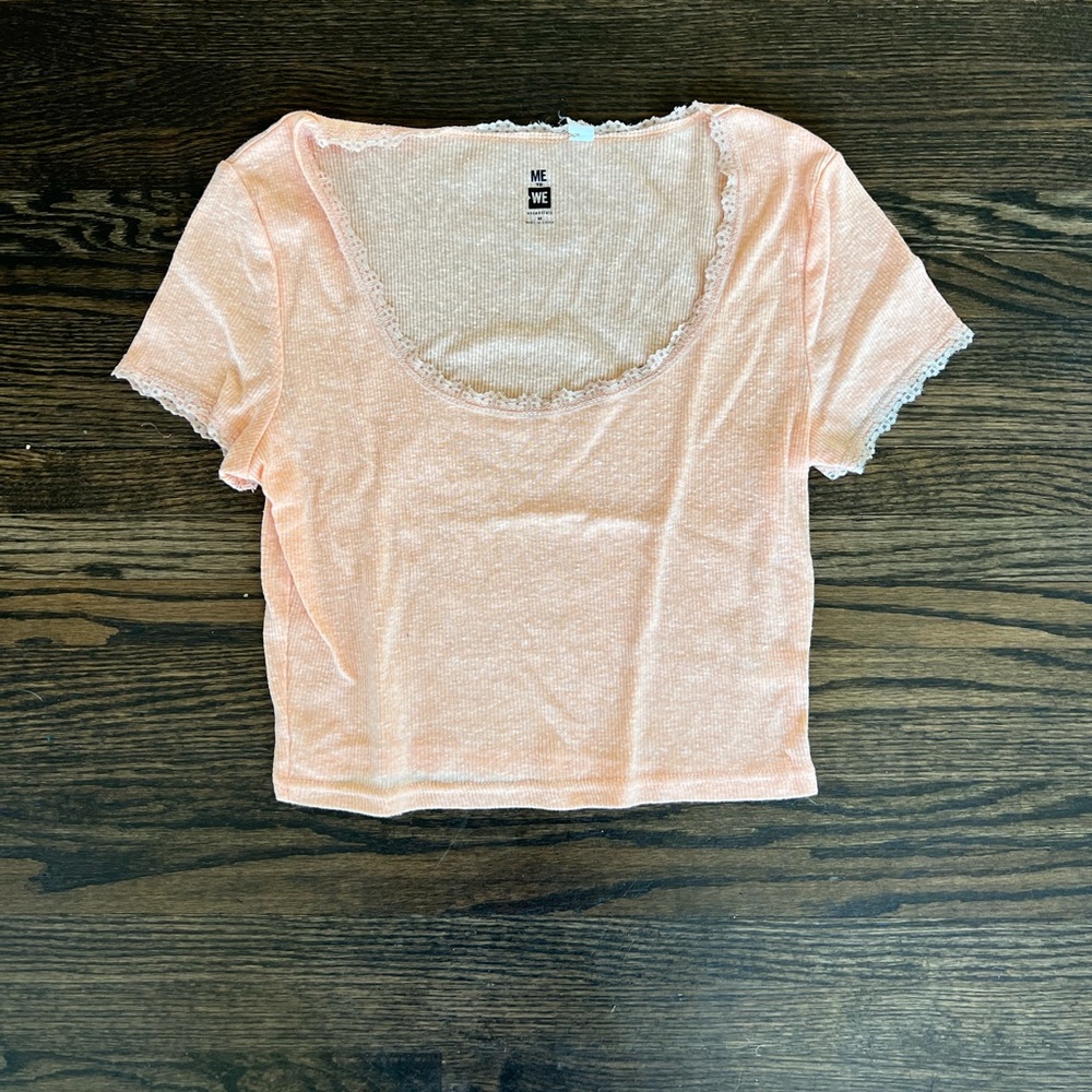 Peach simple cropped shirt